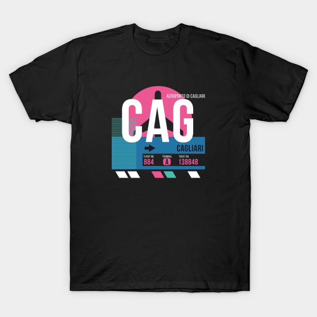 Cagliari (CAG) Airport // Sunset Baggage Tag T-Shirt by Now Boarding